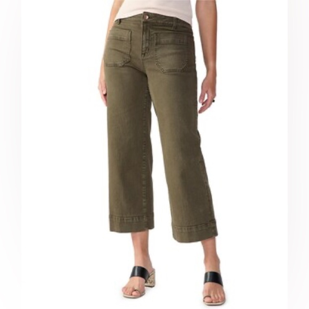Sanctuary Olive Green Cropped Wide-Leg Jeans